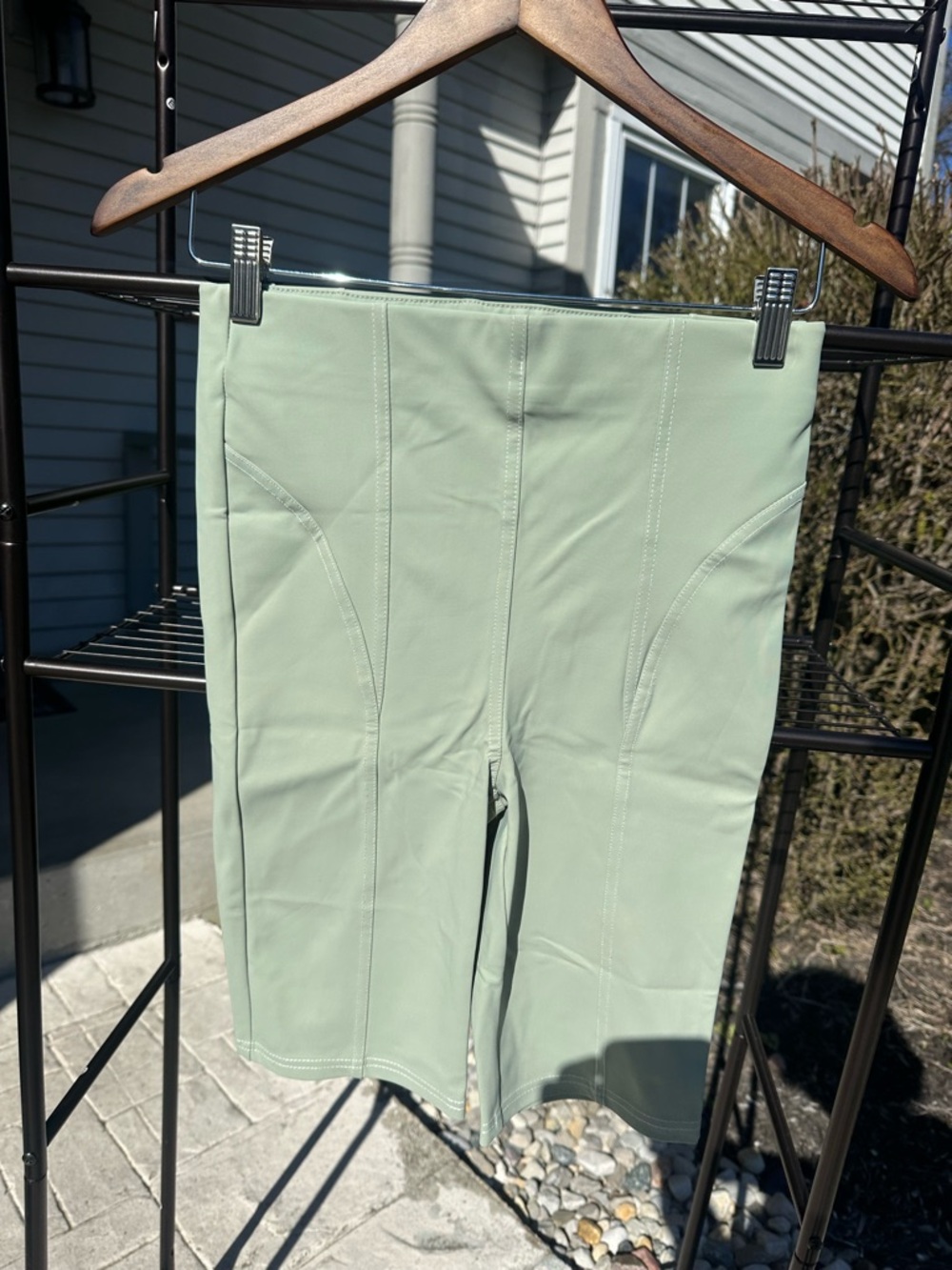 Zara Olive Green High-Waist Bike Shorts